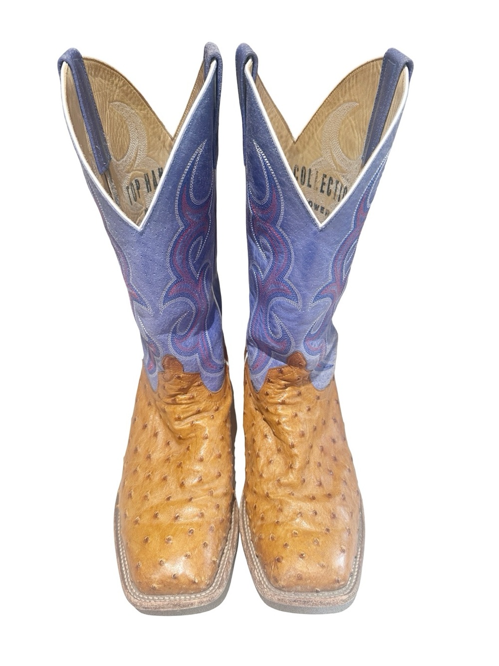 Horse Power Antique Saddle Full Saddle Ostrich Boots Cowboy Blue 10 EE